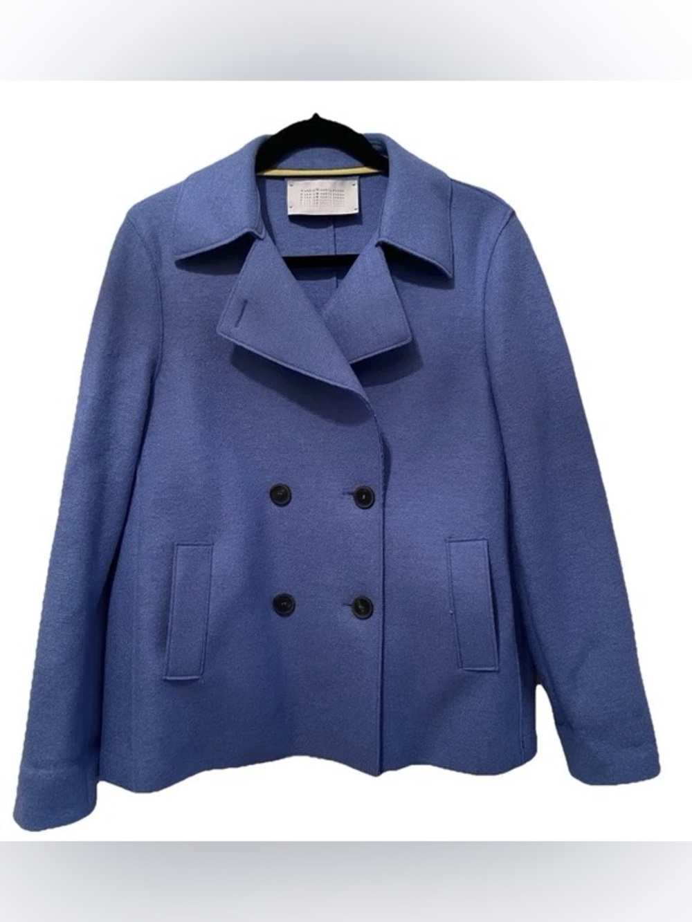 Womens Double-Breasted Peacoat Jacket in Periwinkle Blue